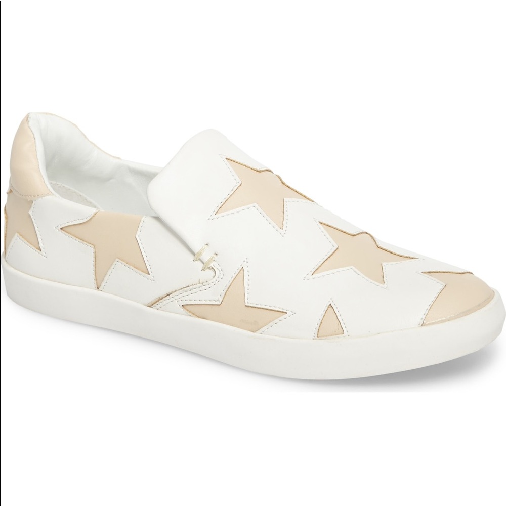 Matisse White and Tan Star Slip-On Sneakers